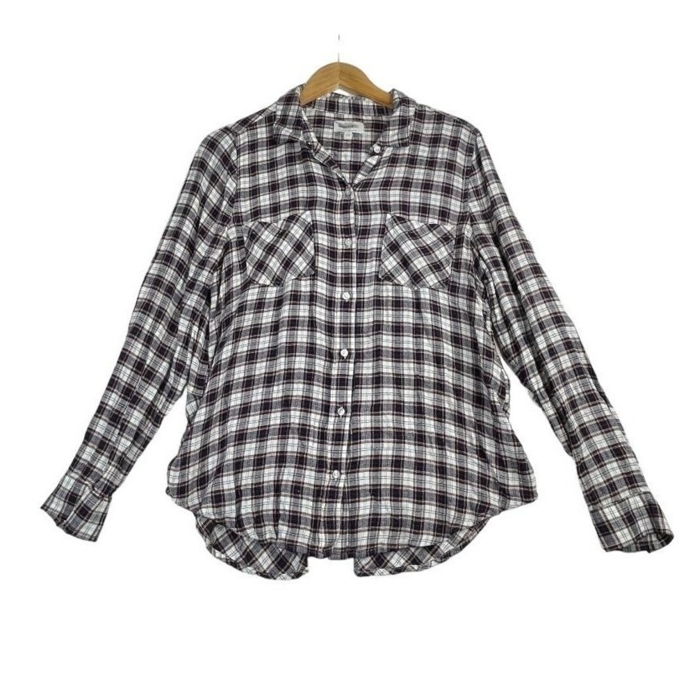 Lucky Brand Plaid Viscose Long Sleeve Button Down Shirt size Medium